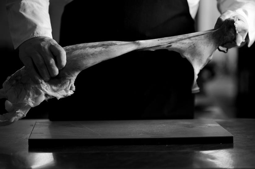 Preparing monkfish.