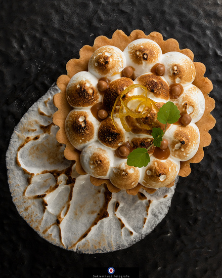 Fabulous lemon pie and meringue at bib gourmand restaurant IDRW, Rotterdam, Netherlands.