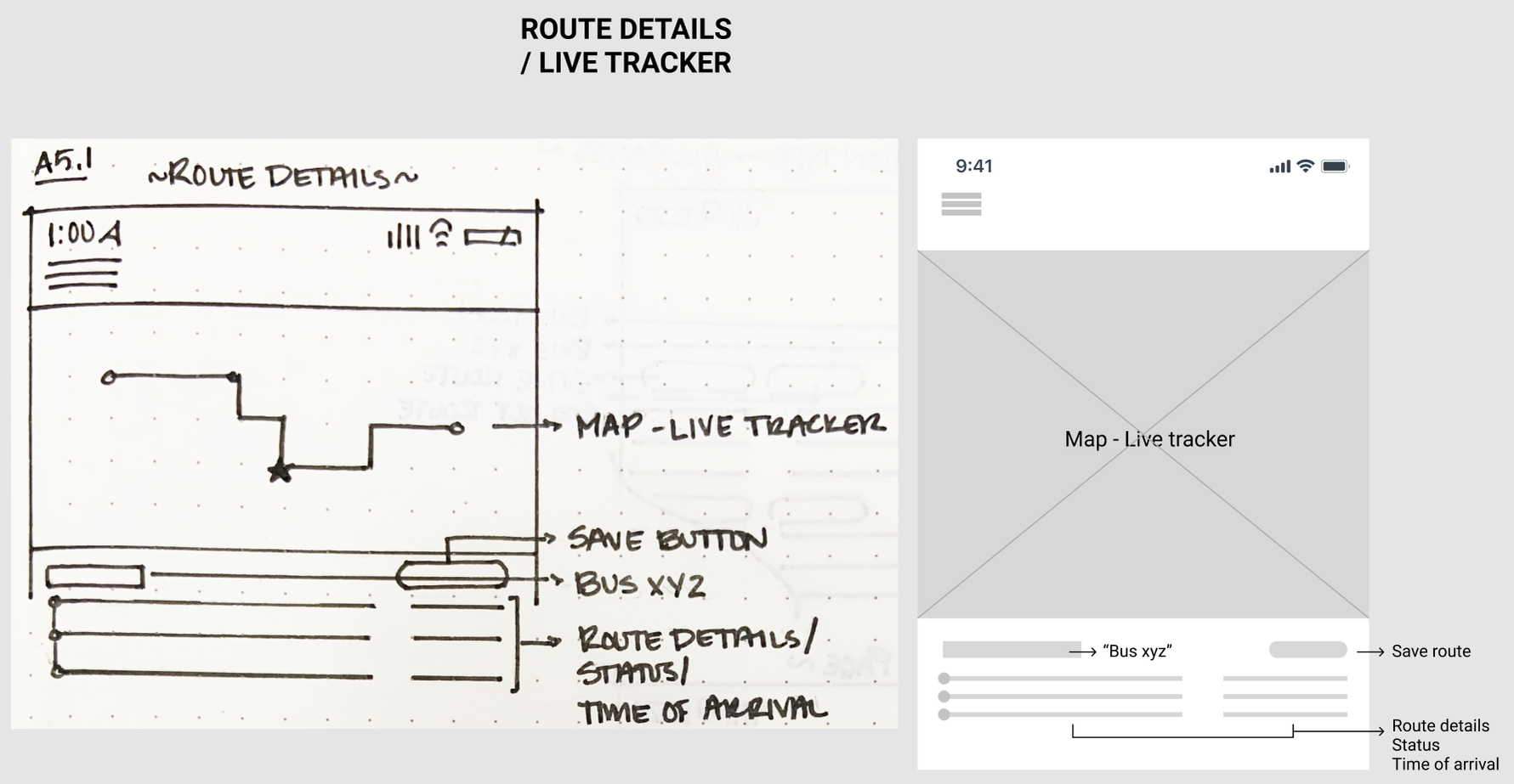 Route Details Wireframe