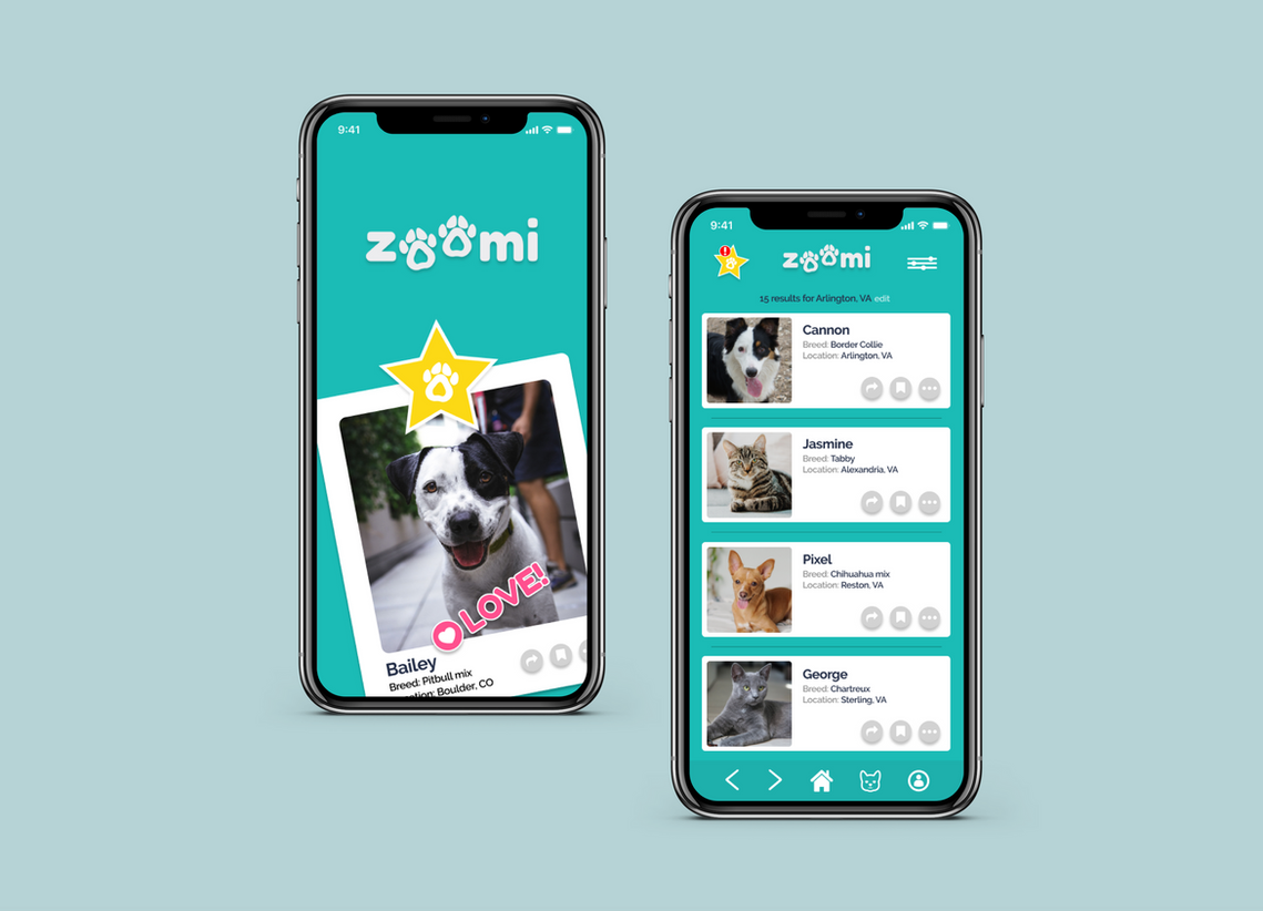 Mobile phones with images of cats and dogs.