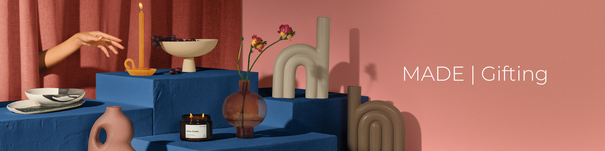 David Lineton Still Life Photographer London shoots gifting Campaign for made.com. Small home accessories in a festive setting