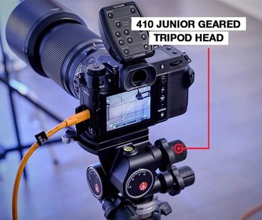 David Lineton's camera setup on their tripod frames up the shot on the GFX 100s, 120mm macro GFX lens and Profoto trigger, Behind the scenes