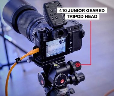 David Lineton's camera setup on their tripod frames up the shot on the GFX 100s, 120mm macro GFX lens and Profoto trigger, Behind the scenes