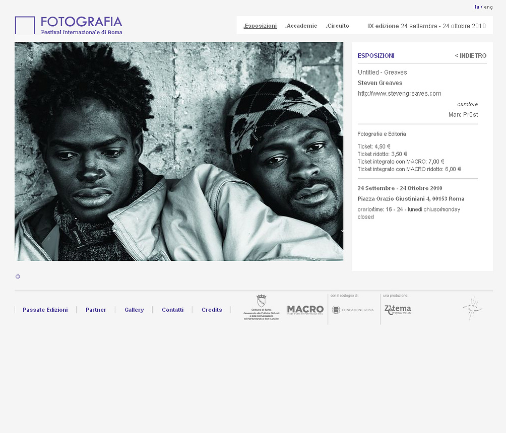 FotoGrafia Festival Internazionale Di Roma, Rome, Italy. “Terre des Oublis.” September 23 – October 24, 2010.