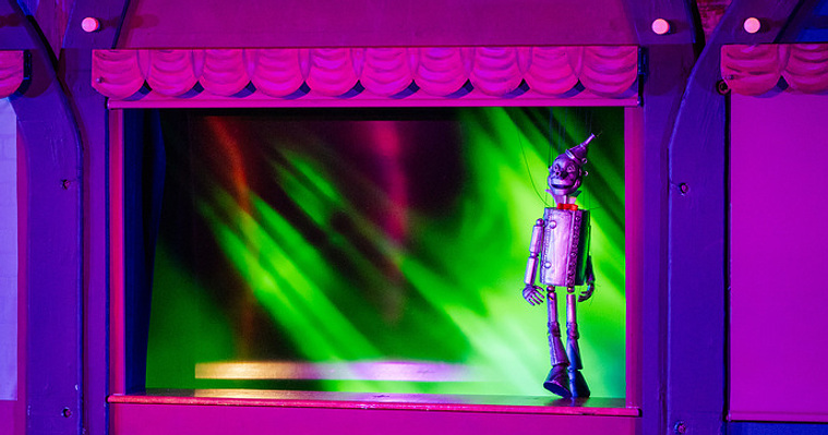 I designed and was the lead fabricator for this Tin Man marionette for the 10th anniversary performance of Wishing Chair's 