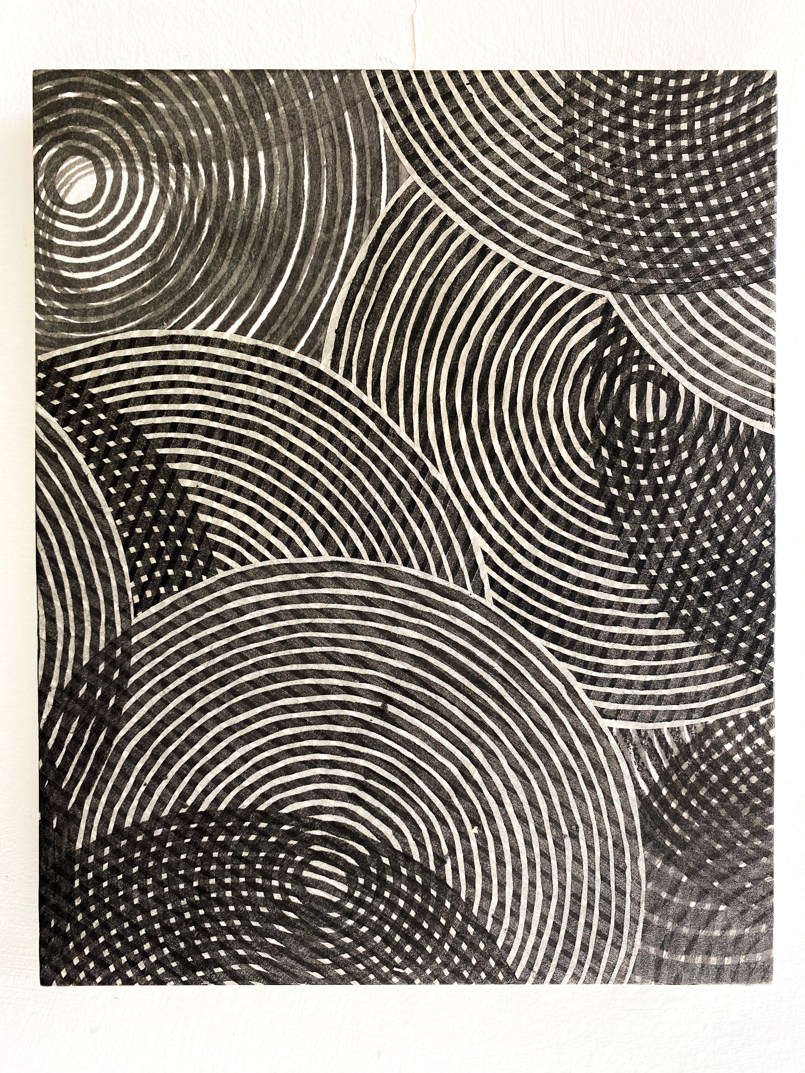mokuhanga with sumi and silver ink
