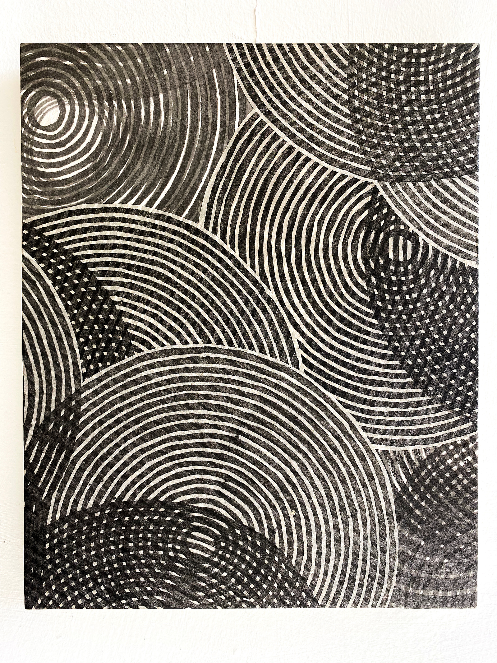 mokuhanga with sumi and silver ink
