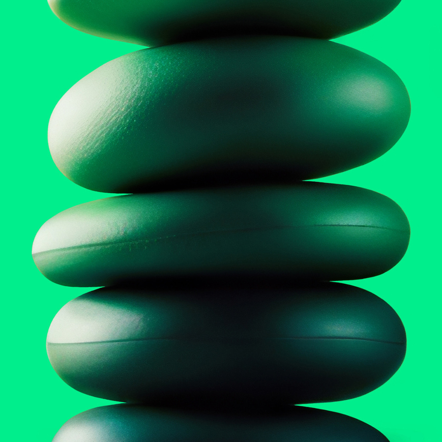 Close up of an inefinable green object on a plain vibrant green background