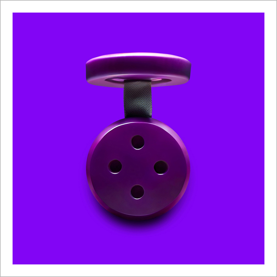 An inefinable round violet object on a plain violet background
