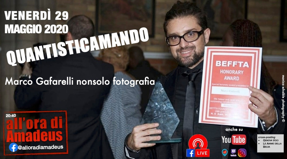 Interview from the Facebook page #alloradiamadeus 
Quantisticamando Marco Gafarelli's album has been reissued in the Quantisticamando 2020 Edition https: https://www.youtube.com/watch?v=EAHtkZNQIWg&list=OLAK5uy_niRppRgYwn6CeC574bdF4bkz94AATepMY&t=0s
