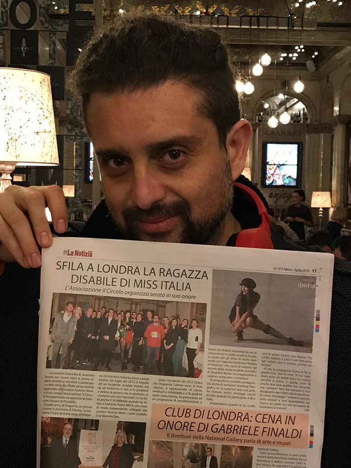 Marco Gafarelli with Il Circolo London organized a night in honour of Chiara Bordi disabled Italian model from Miss Italia.
She run Fashion Finest Catwalk during LFW19 by Marco Gafarelli management