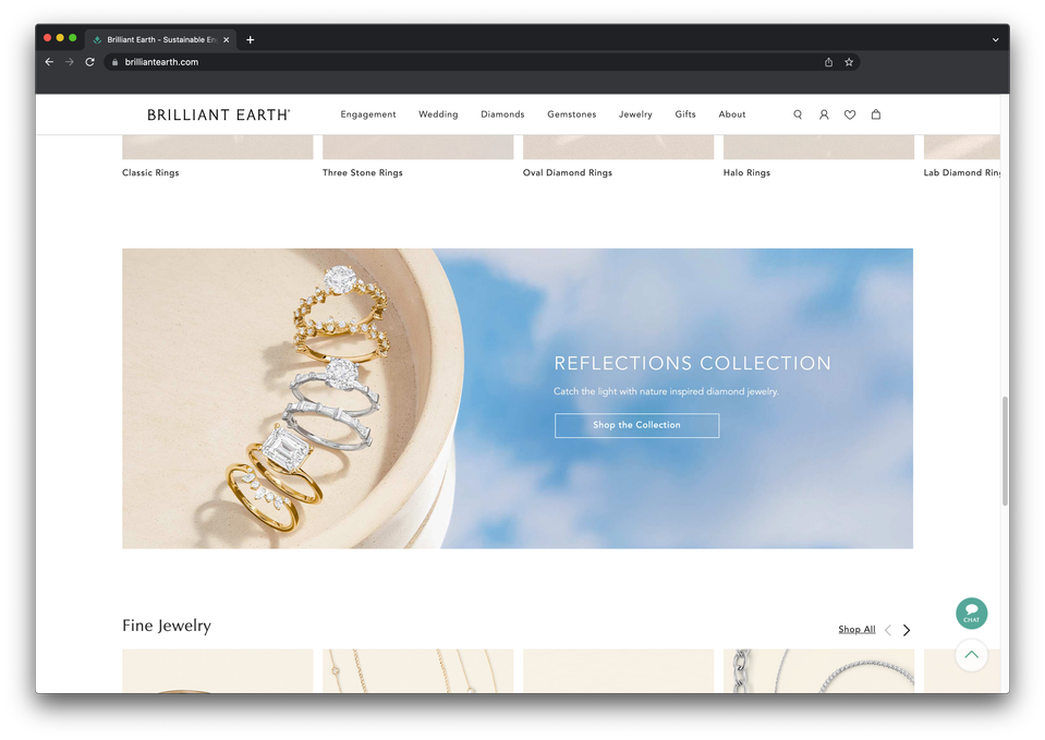 mirror reflection of clouds and jewelry by Los Angeles Product Photographer Cera Hensley.