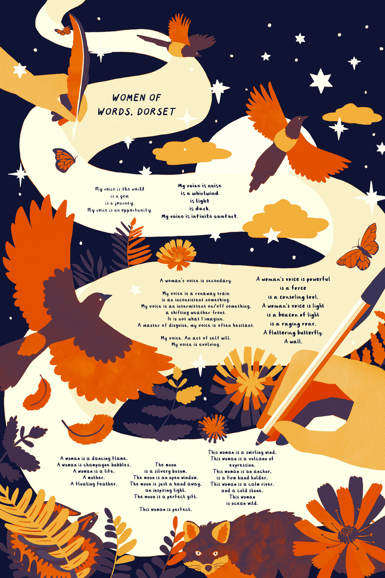 Women of Words Dorset illustrated by Corrianna Clarke