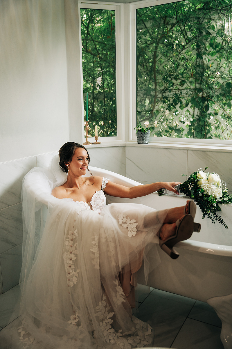 Bride holding bouquet at Forever 5 Events Venue in Houston.