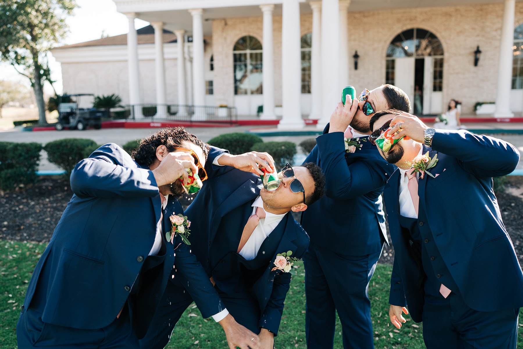 Groom & Groomsmen having fun at the Royal Oaks Country Club in Houston.