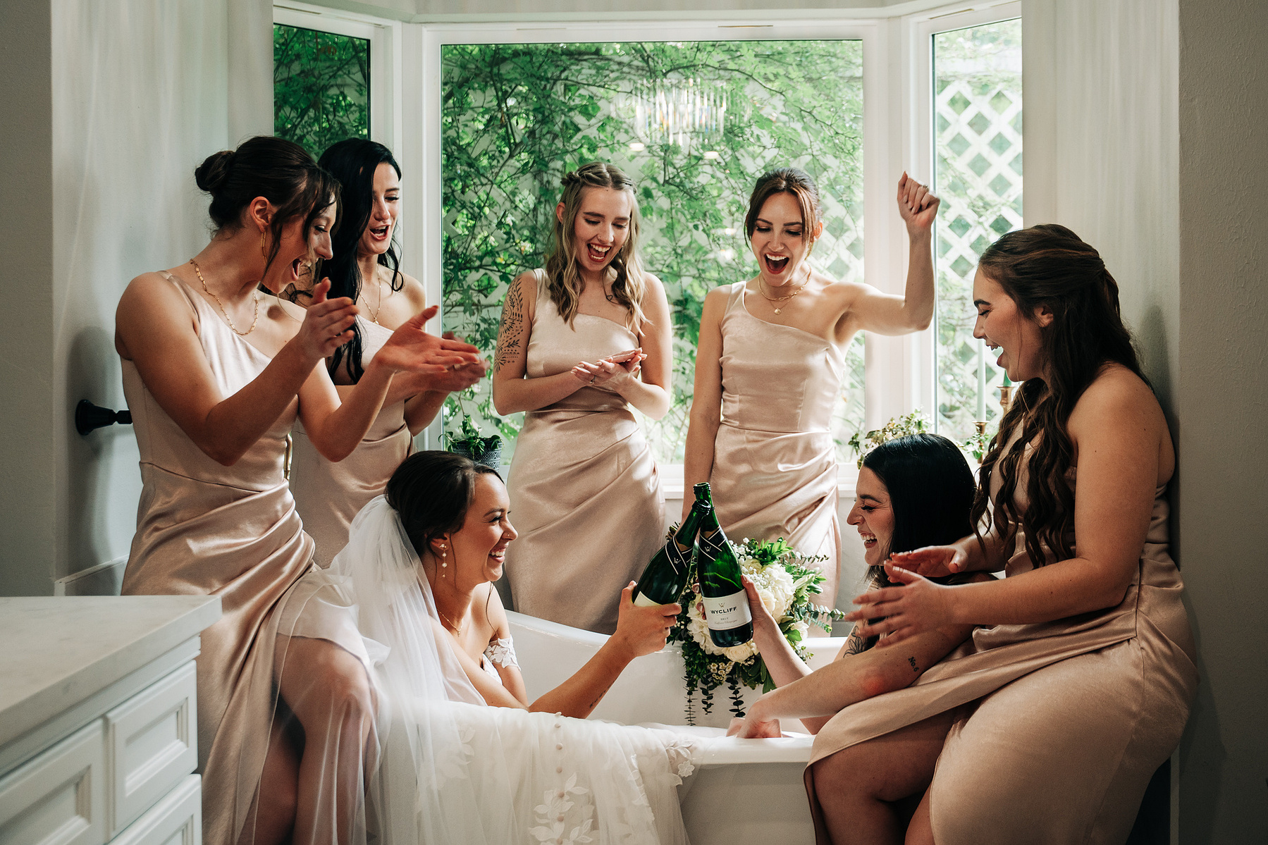 Wedding party having fun at Forever 5 Events Venue in Houston.