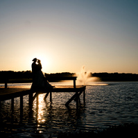 Silhouette of bride and groom eloping in Houston, TX