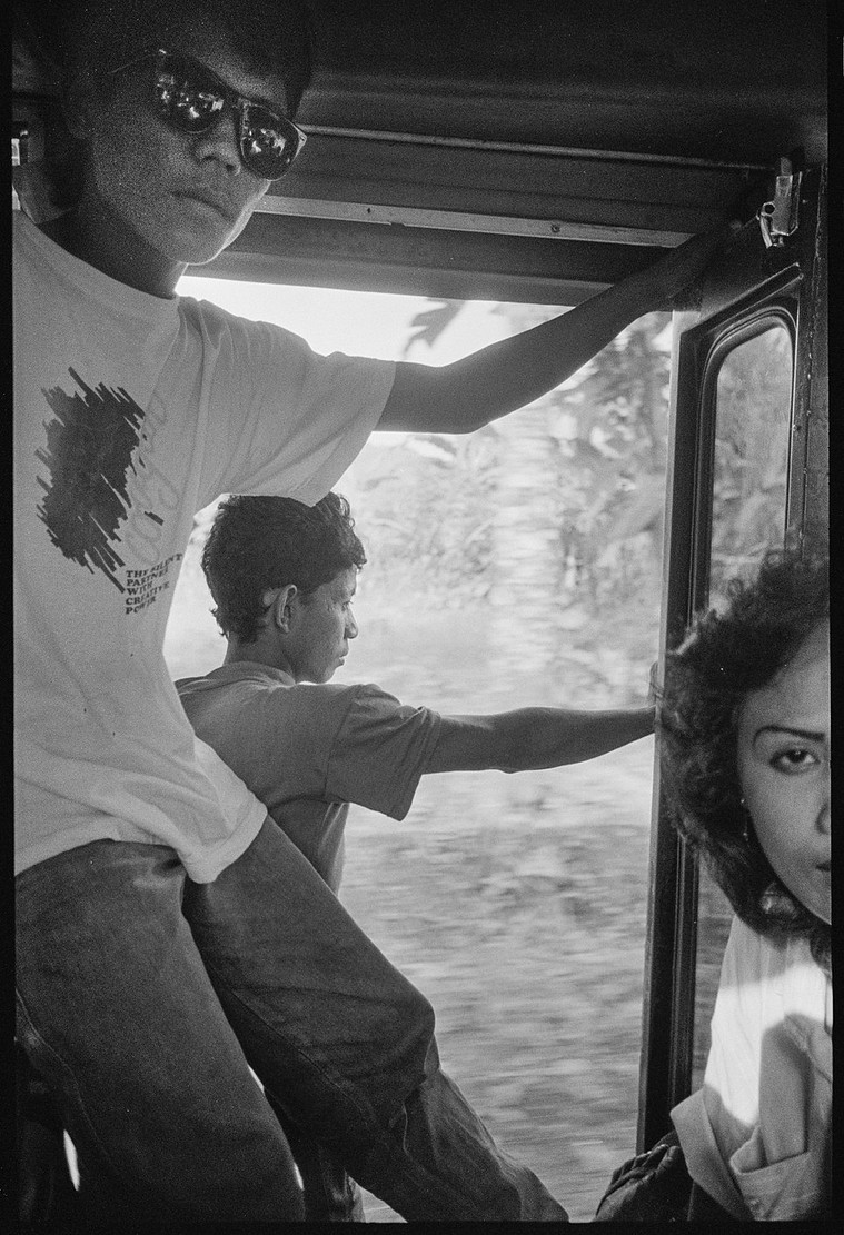 Nicholas Blair photography, 1990, black and white, public bus, 