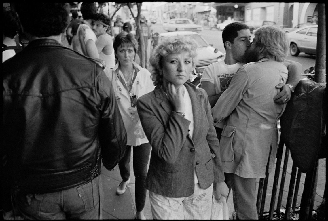 Nicholas Blair photography copyright 1983, black and white, gay couple kissing, LGBTQ,