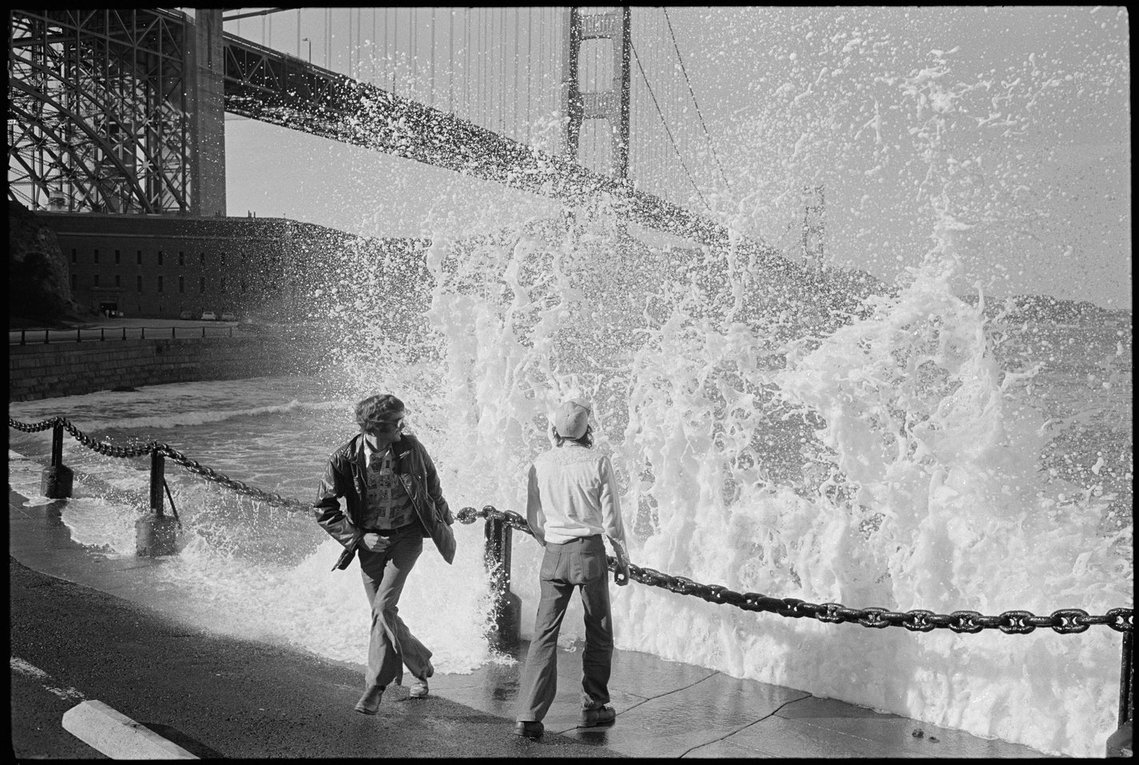 Nicholas Blair photography copyright 1976, black and white, Golden Gate Bridge, Wave
