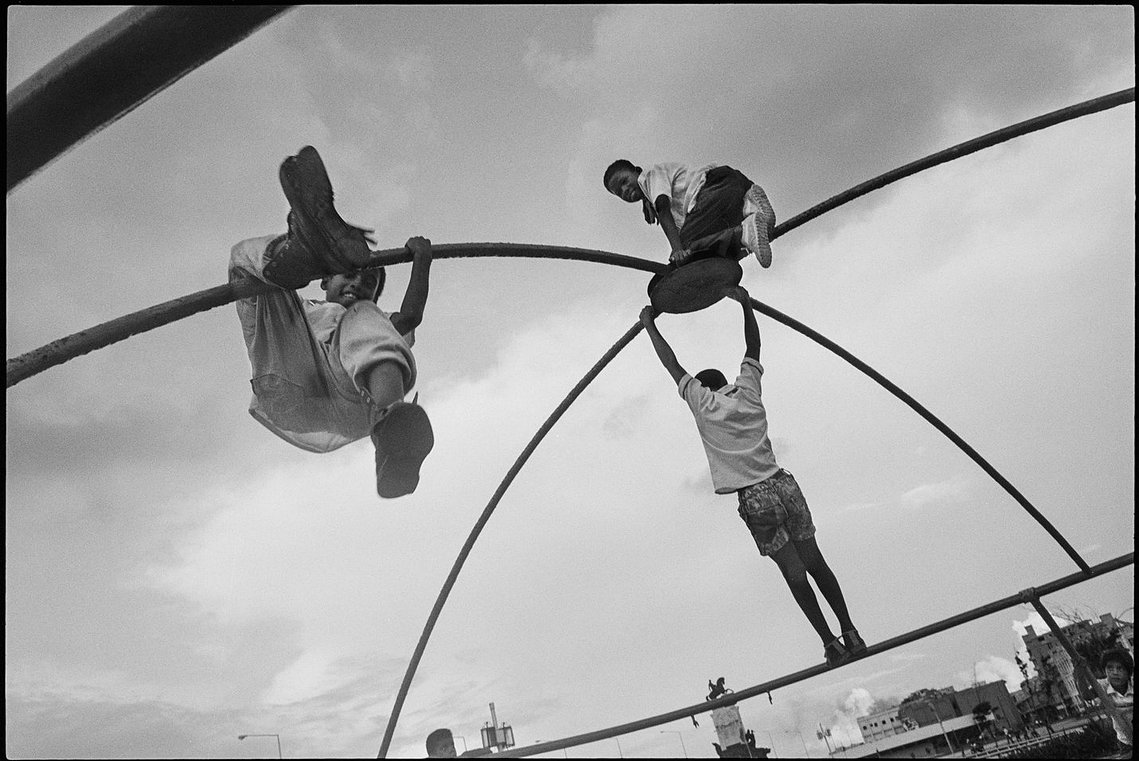 Nicholas Blair Photography copyright 1986, boys playing, black and white