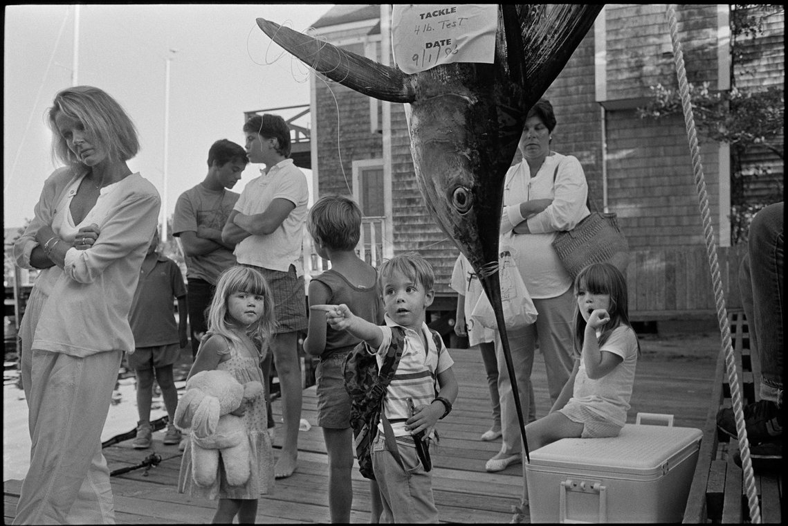 Nicholas Blair photography copyright 1985, black and white, swordfish, children
