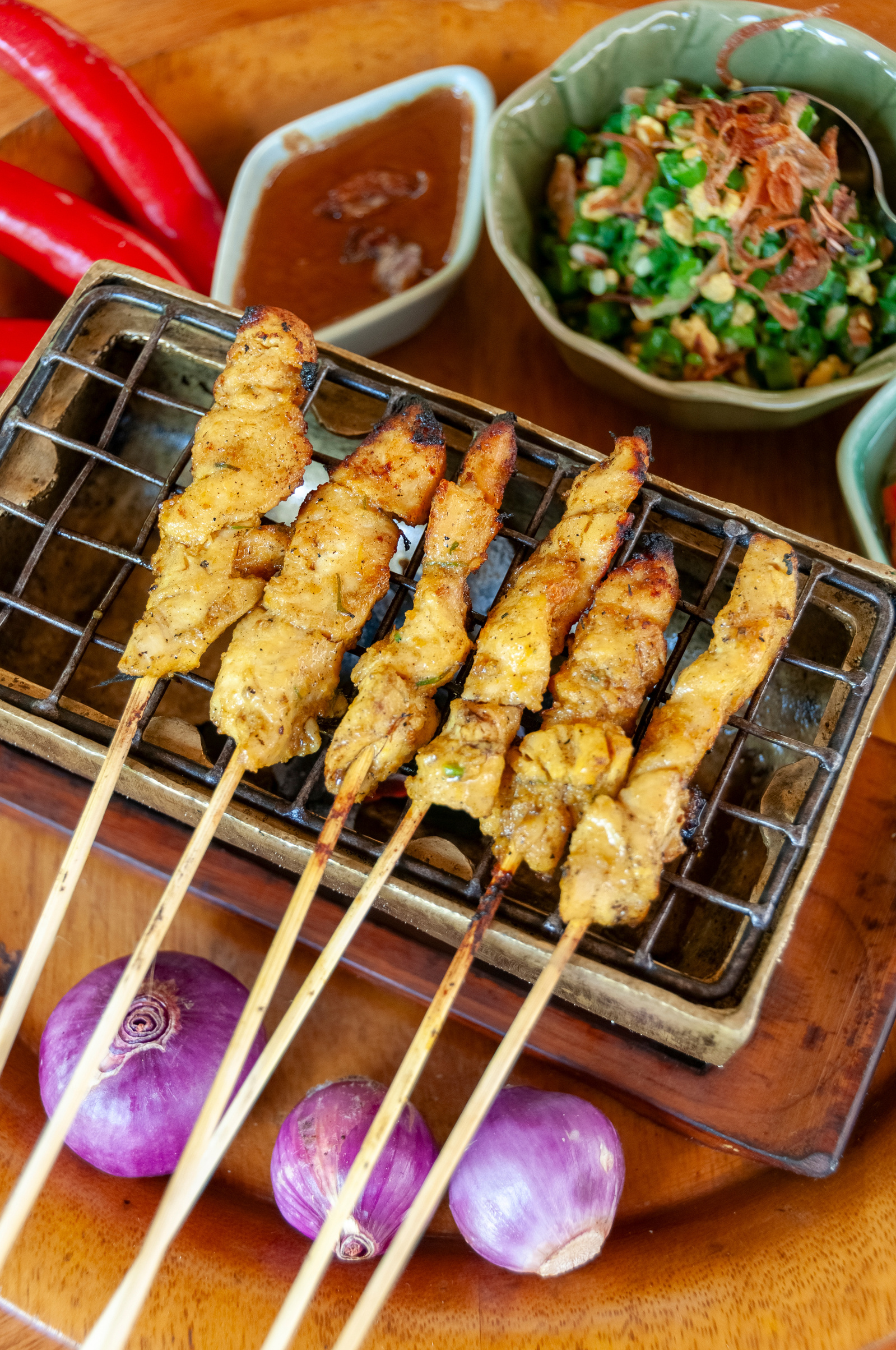 Chicken Satay at restaurant, Bali, Indonesia