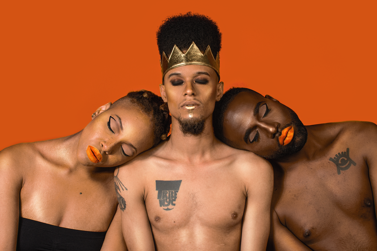 mojo d nyc, mojo disco, makeup, beauty, editorial, male grooming, mua, fashion, editorial, fashion, orange lip, men in makeup