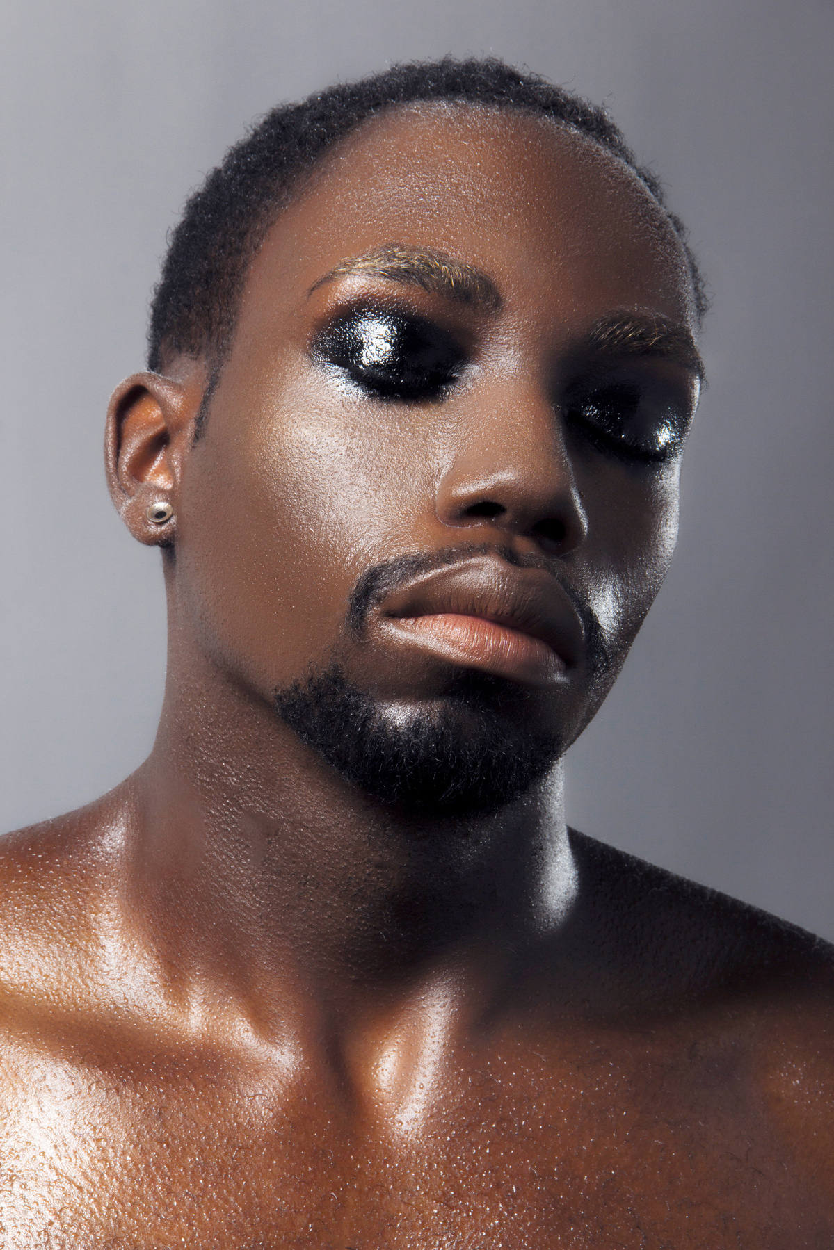 mojo d nyc, mojo disco, makeup, beauty, editorial, male grooming, mua, fashion, editorial, Rigga Mortis, wet eye, black models