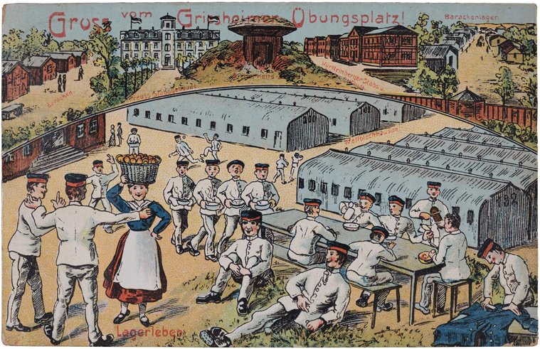 Fig. 1: Old postcard from the parade ground, stamped 1912