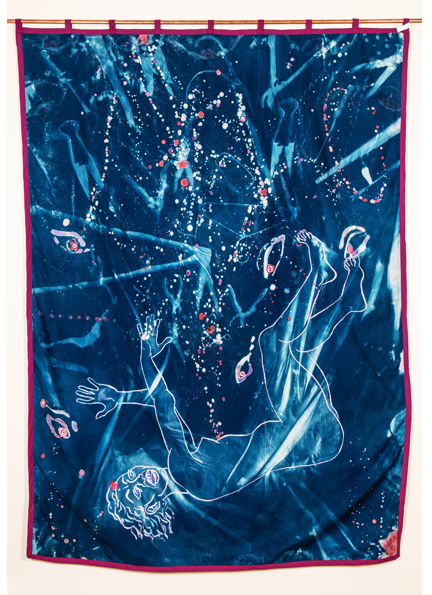 Menace,
Cyanotype on Cotton Satteen, 7ft x 5ft