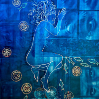 Take the Plunge,
Cyanotype on Cotton Satteen and acrylic, 7ft x 5ft