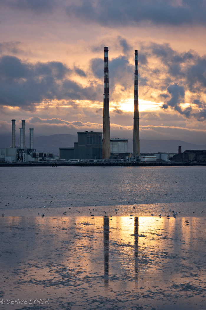 Poolbeg Chimneys at Sunset