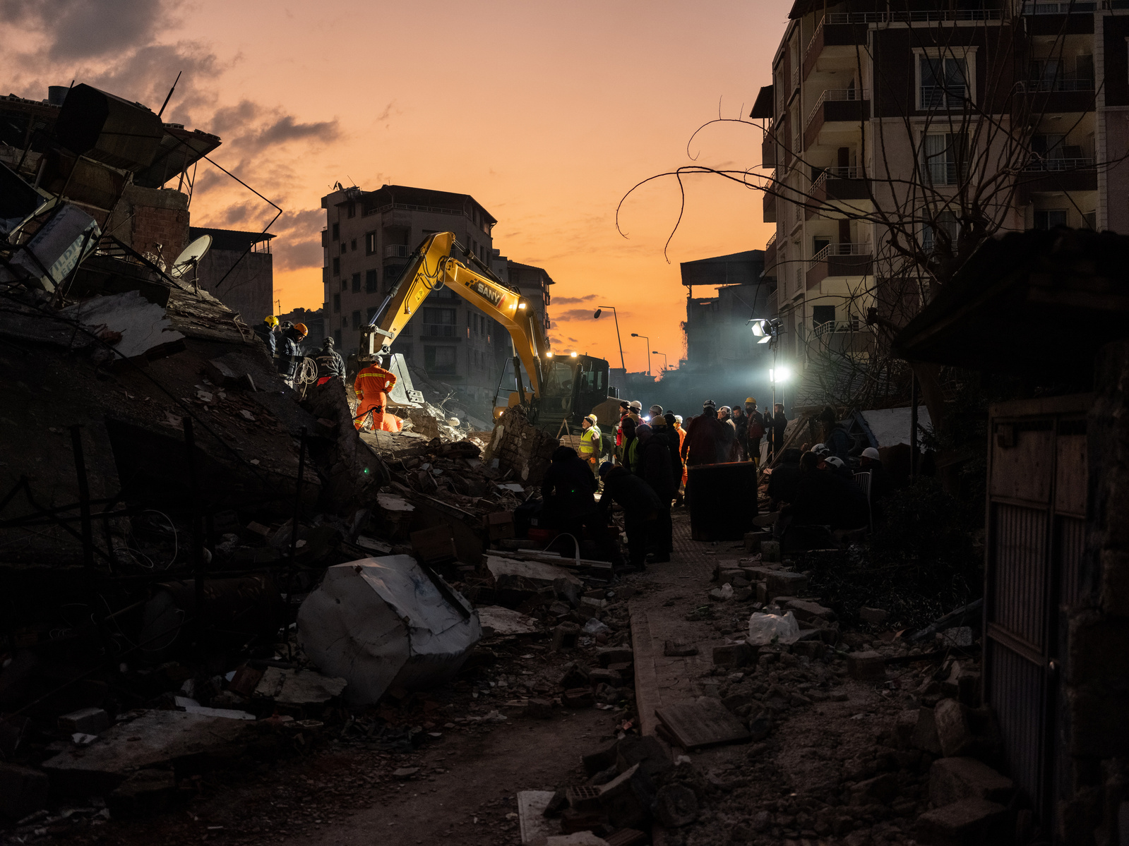 Rescue workers who came from across Turkey, and abroad en route to search the hundreds of collapsed buildings in Antakya, Hatay, Turkey, for potential survivors, and to evacuate bodies of the victims.
