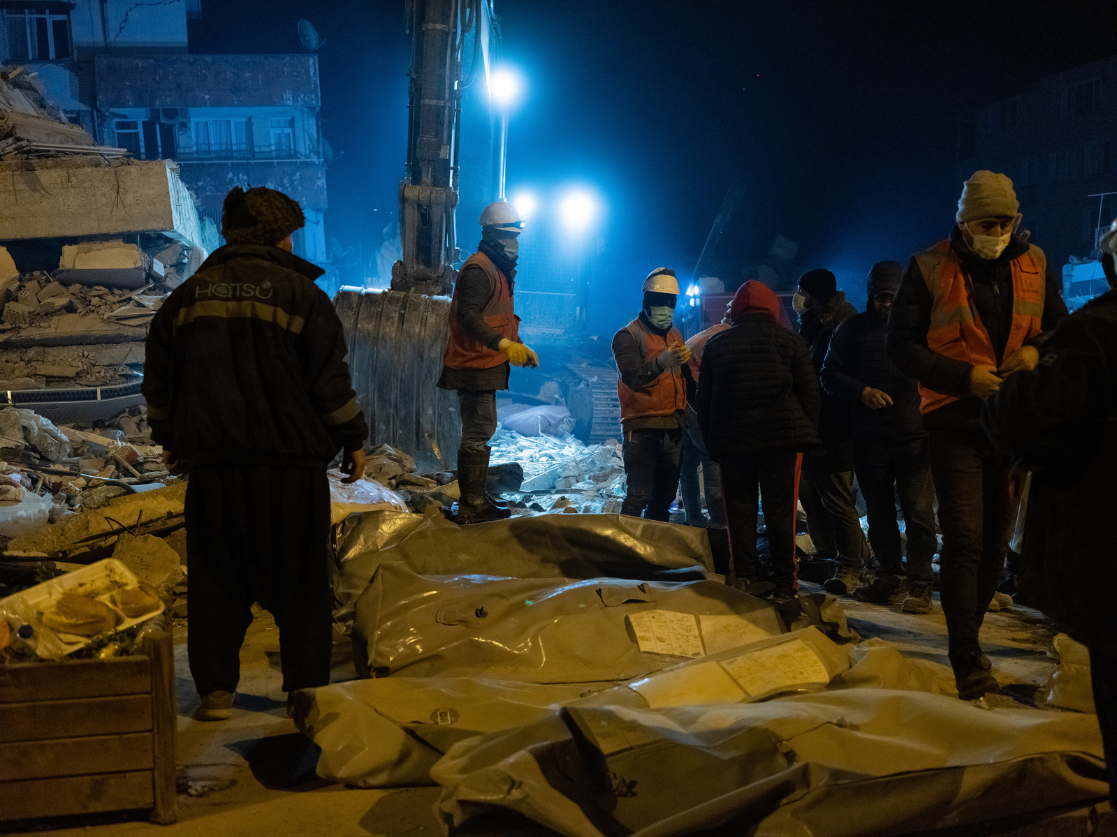 Rescue workers who came from across Turkey, and abroad en route to search the hundreds of collapsed buildings in Antakya, Hatay, Turkey, for potential survivors, and to evacuate bodies of the victims.