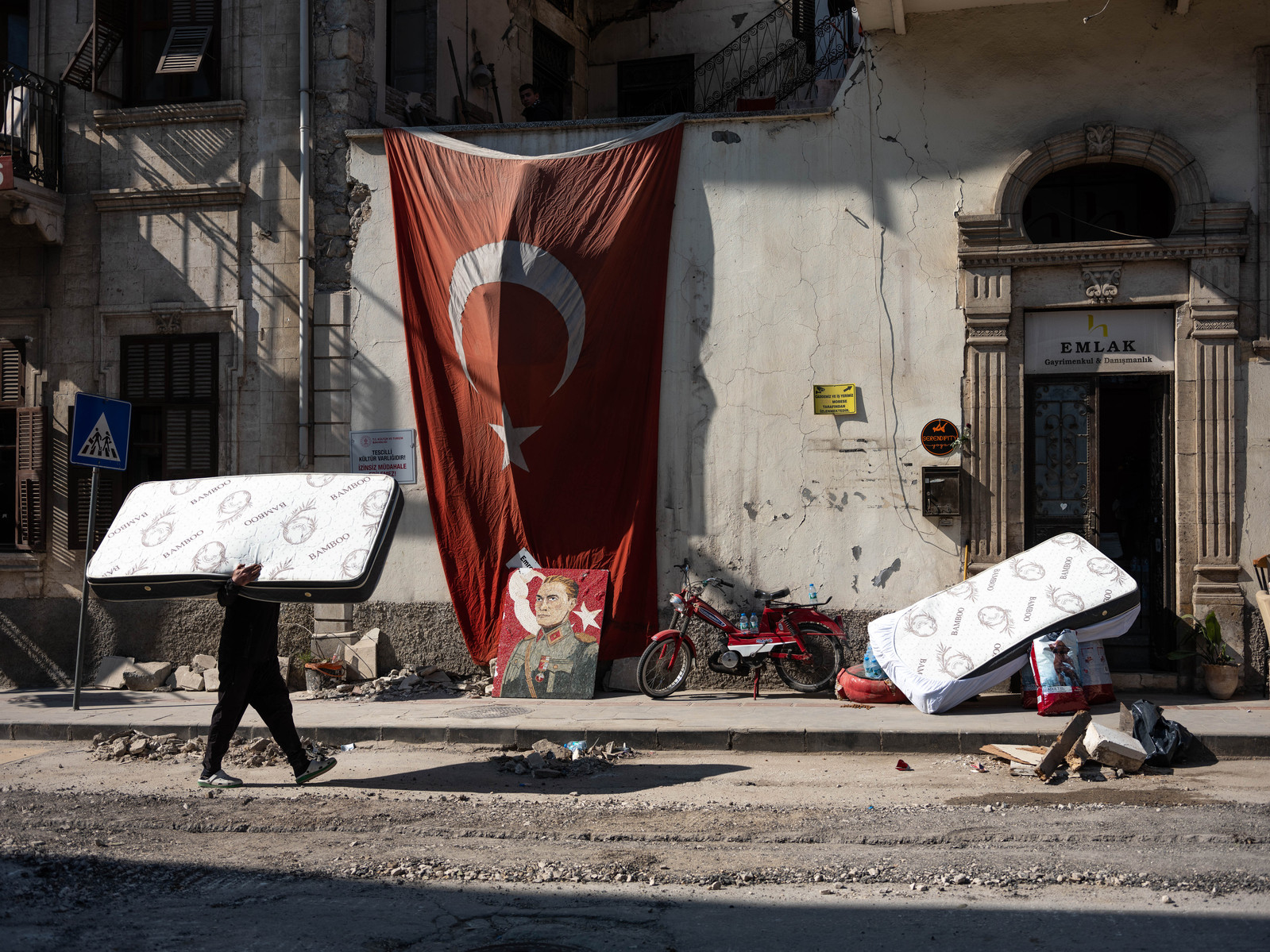 A portrait of Turkey's founding father, Atatürk in the streets of Antakya, Hatay, Turkey.