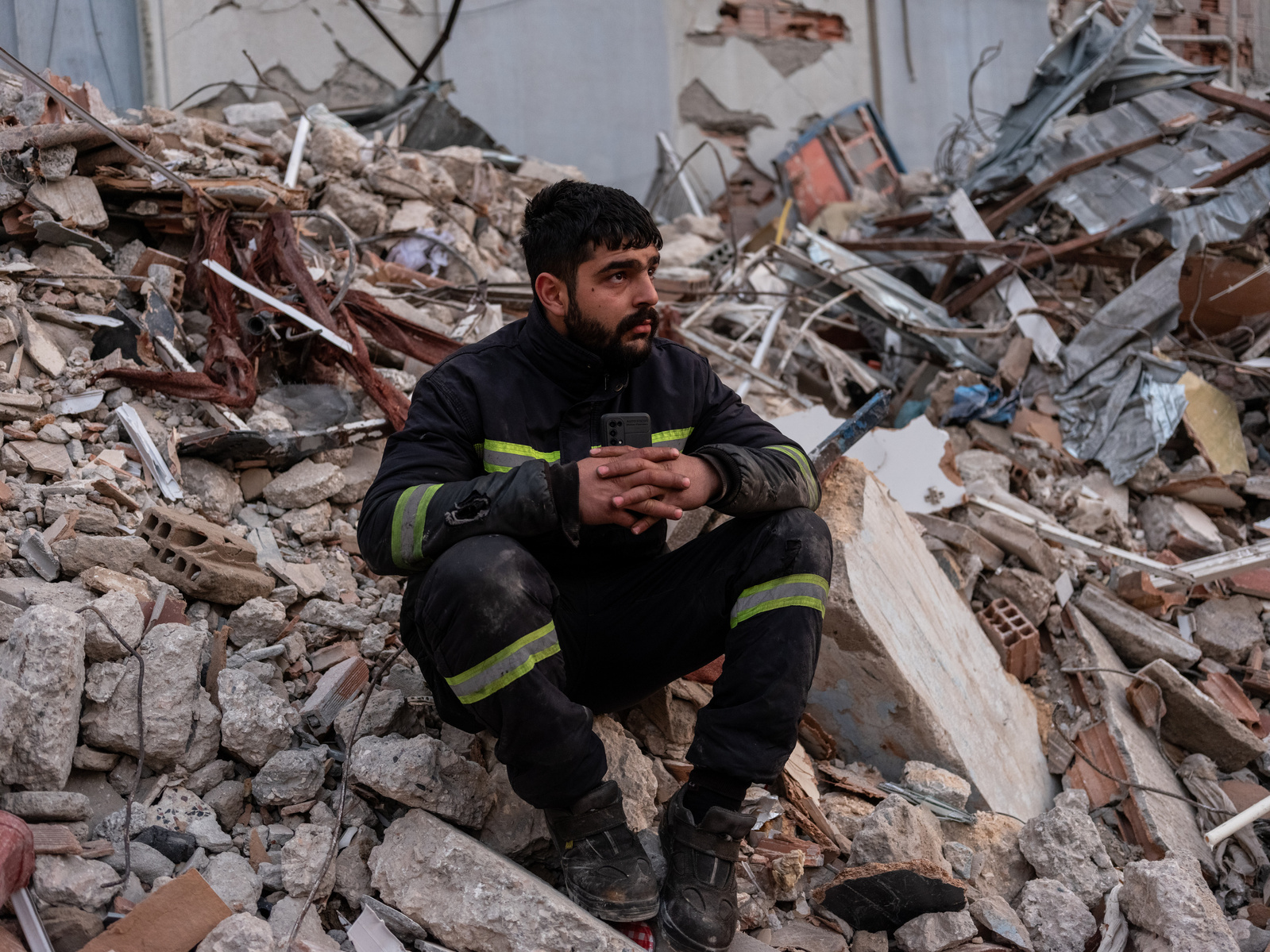 Rescue workers who came from across Turkey, and abroad en route to search the hundreds of collapsed buildings in Antakya, Hatay, Turkey, for potential survivors, and to evacuate bodies of the victims.
