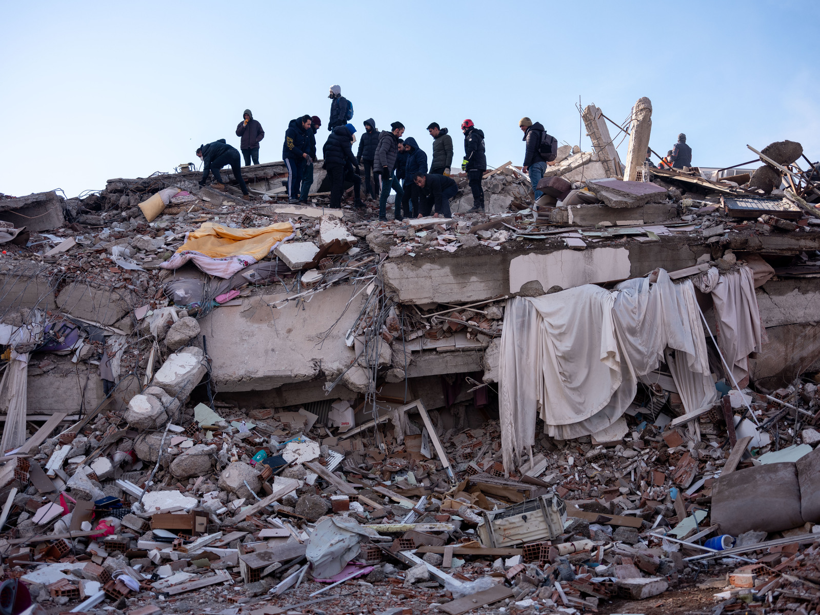 The destroyed southern Turkish town of Kahramanmaras, close to the epicentre of the two 7.9 and 7.7 scale earthquakes to rock the country, in the early house of Monday morning this week. Residents were mostly sleeping, and tens of thousands of people are