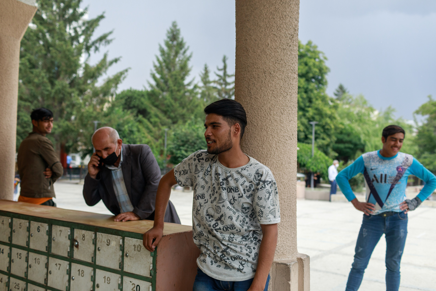 Migratants from Afghanistan gathering in the courtyard of a mosque in the city centre on Van. Van is in eastern Turkey, close to the Iranian border, and a common stop over point for the thousands of Afghan migrants crossing the overland route to Europe ea