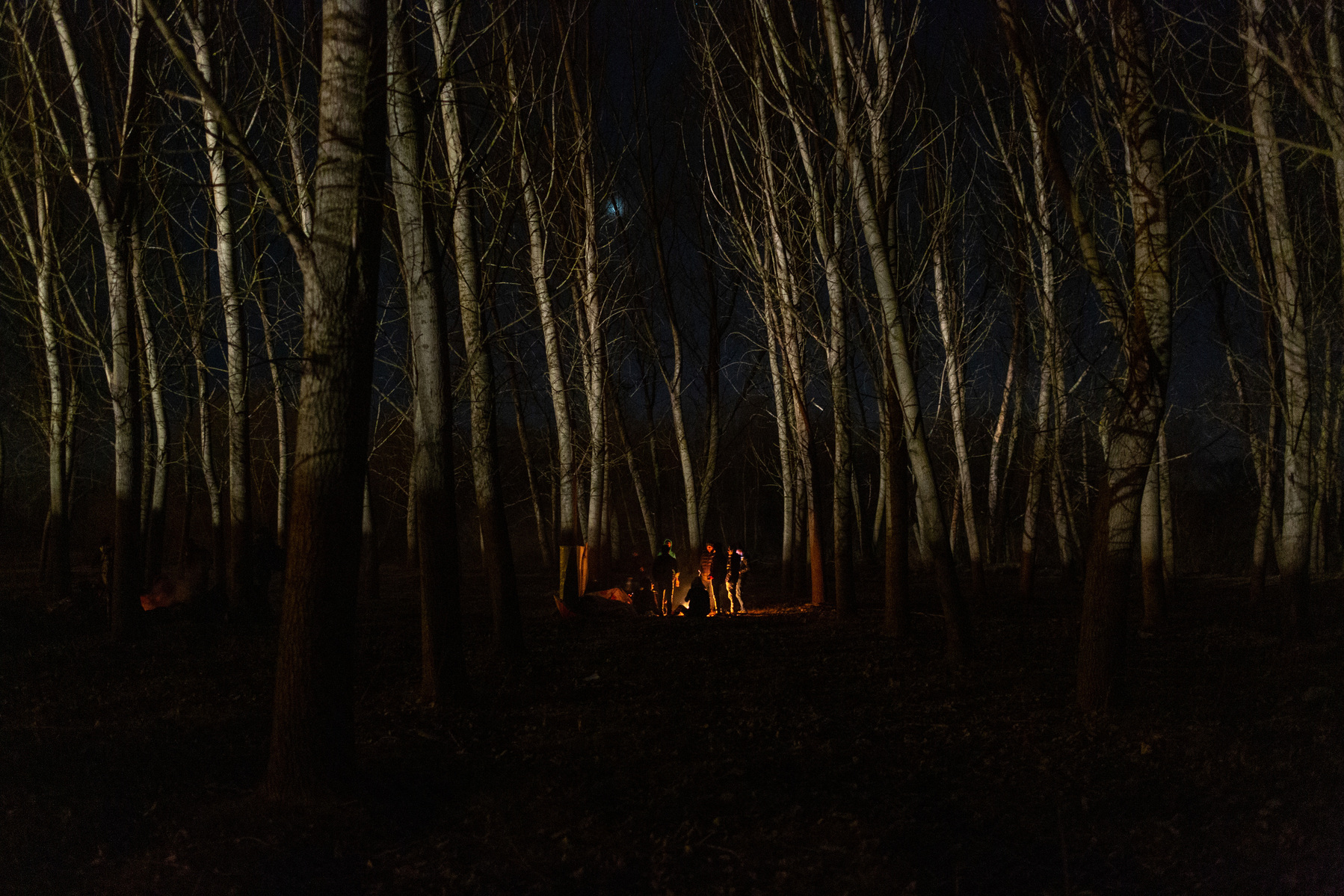 Migrants and refugees from around the world sleep rough in the forest of Doyran, on the Evros riverbank, which separates Turkey from Greece. Thousands of refugees are waiting on the Turkish side of the border after Turkish president Erdogan said the count