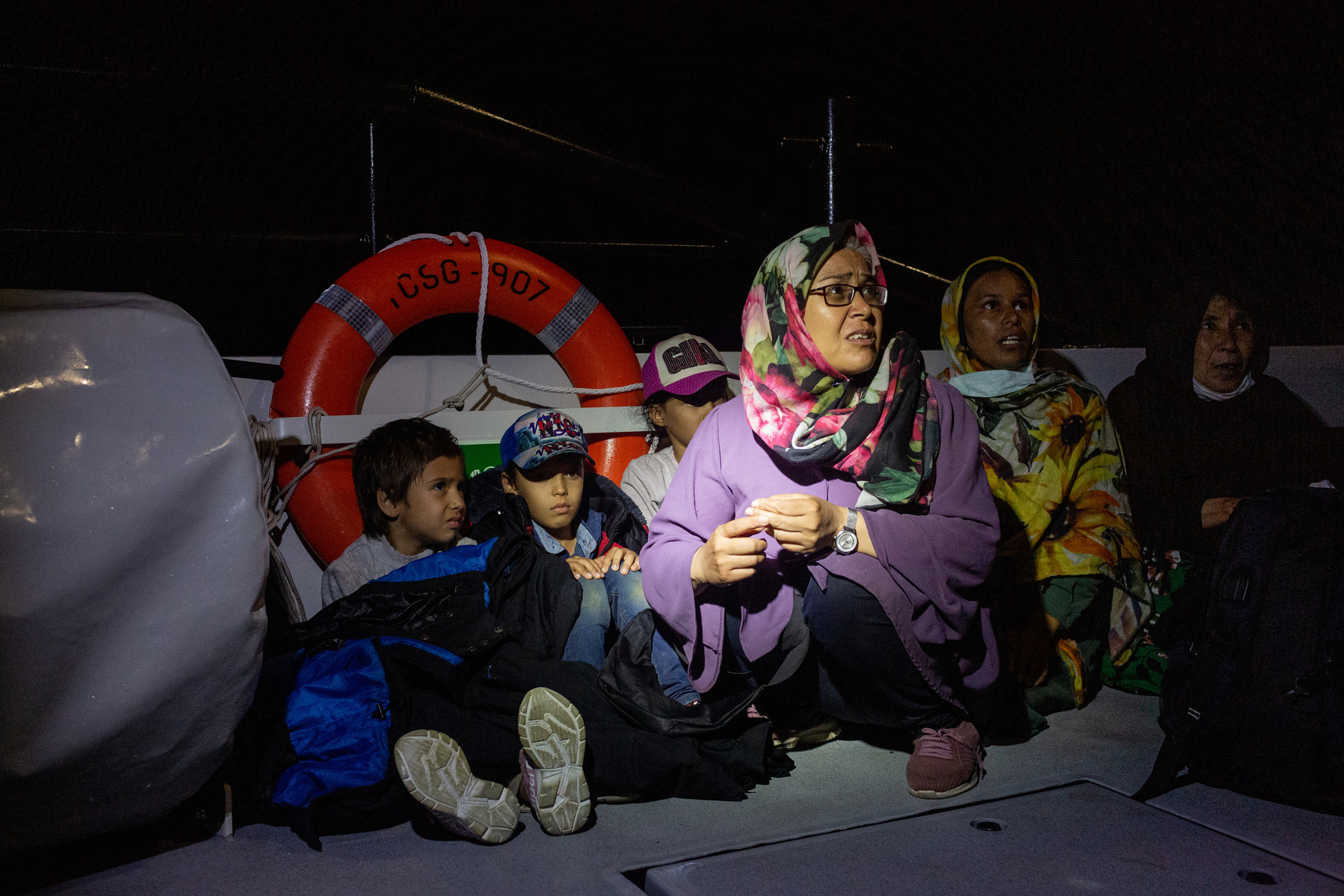Europe, Turkey, Dikili. A total of 20 Afghan citizens were rescued by the Turkish coastguard from two life rafts drifting in the northern Aegean Sea, in the black depths of night. All on board claim to have been forcibly returned to Turkish waters from Gr