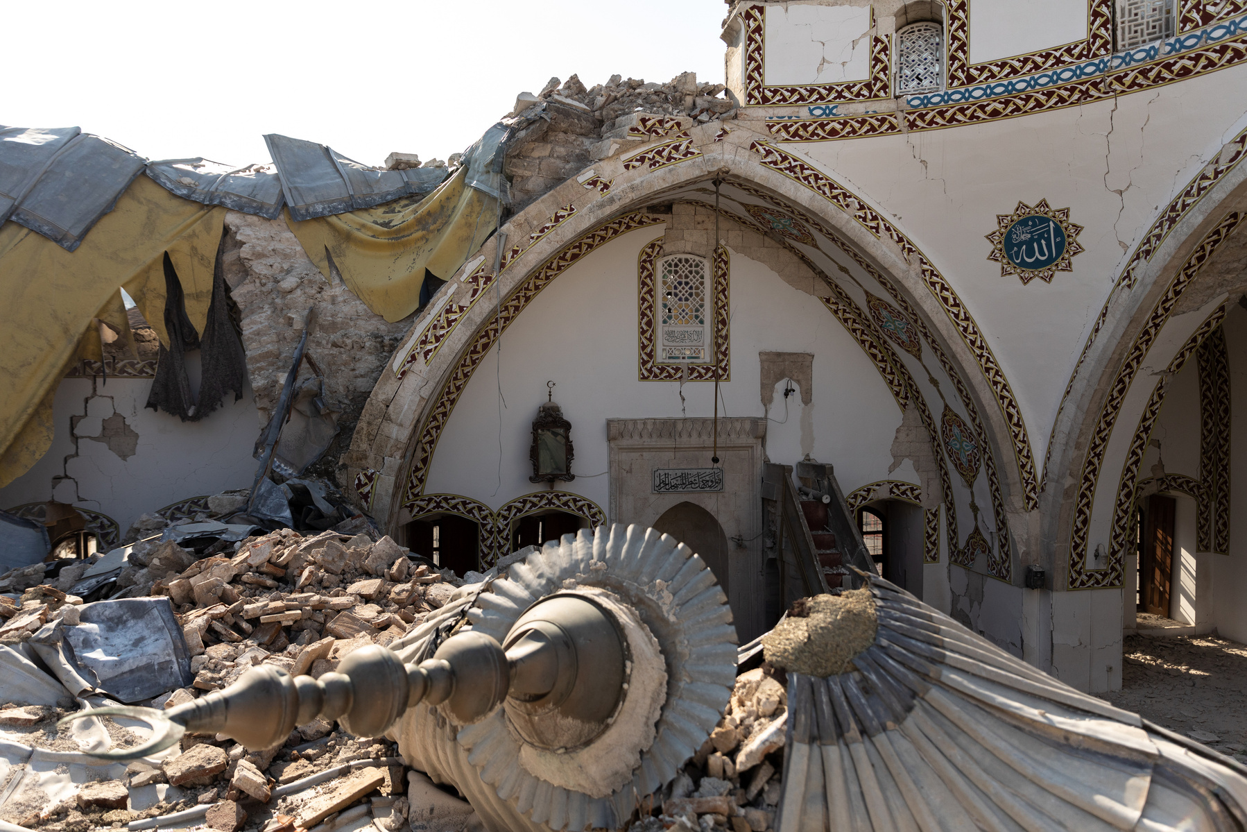 The ruins of the Habib-i Nejjar Mosque in central Antakya, Hatay province, southern Turkey, which was one of the thousands of buildings destroyed during the two powerful earthquakes that struck the region on Monday the 6th of February 2023.