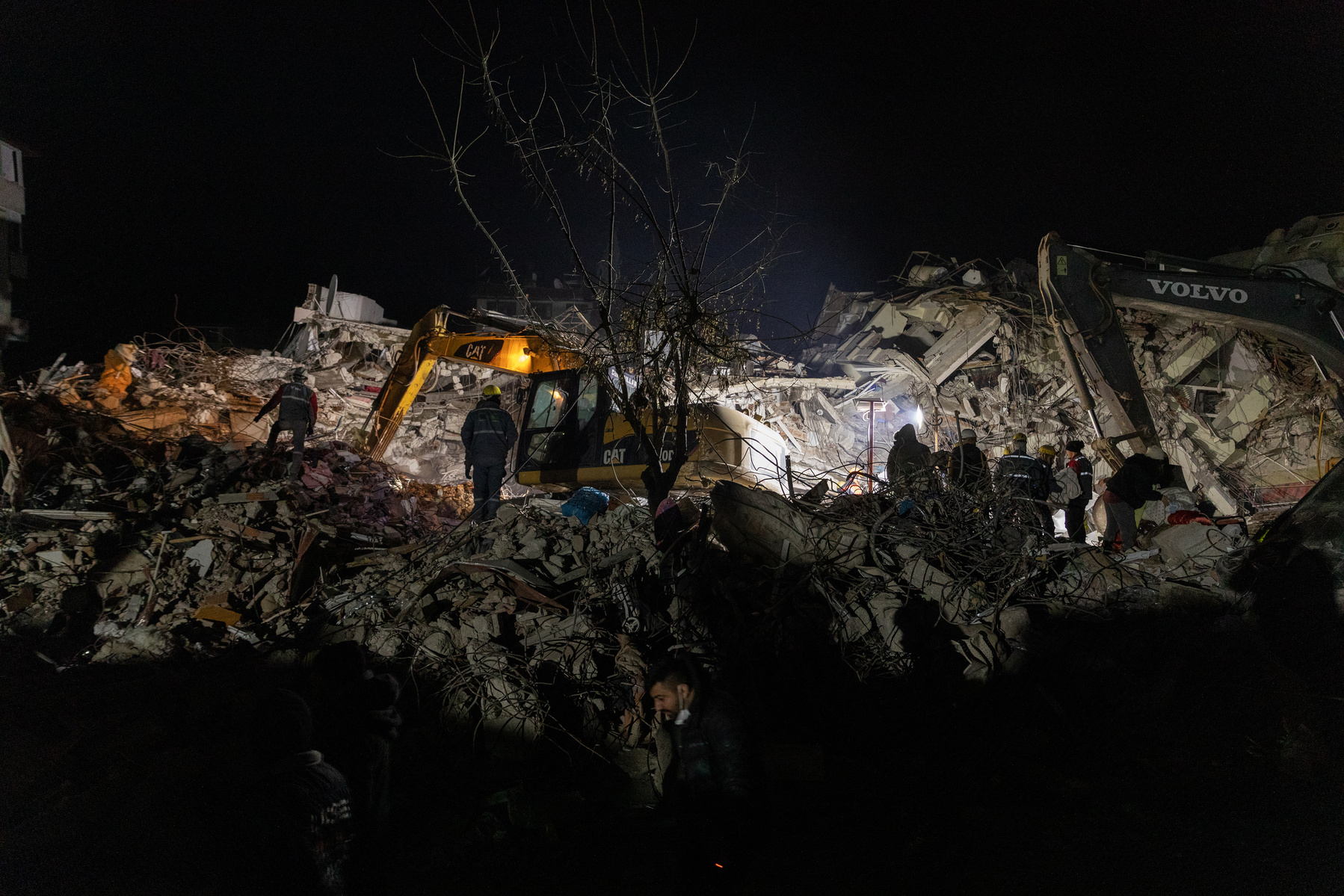 Rescue workers who came from across Turkey, search the hundreds of collapsed buildings in Antakya, Hatay, Turkey, for potential survivors, and to evacuate bodies of the victims.
