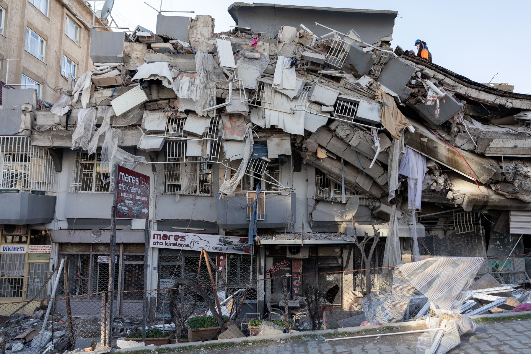 The destroyed southern Turkish town of Kahramanmaras, close to the epicentre of the two 7.9 and 7.7 scale earthquakes to rock the country, in the early house of Monday morning this week. Residents were mostly sleeping, and tens of thousands of people are