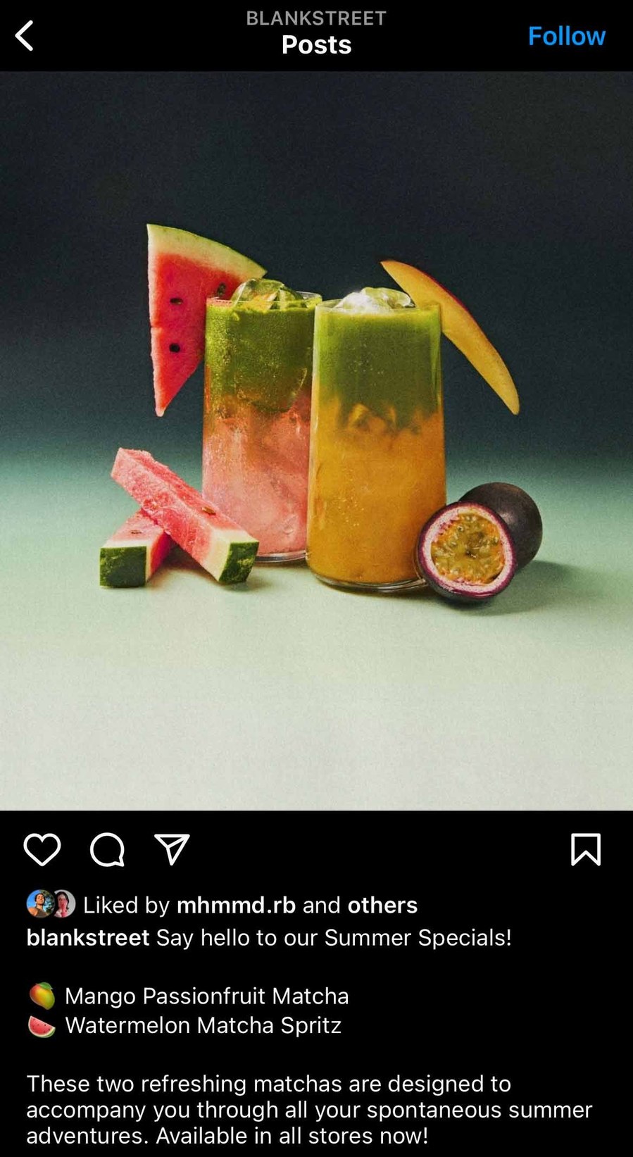 nstagram caption writing for blank street coffee summer specials