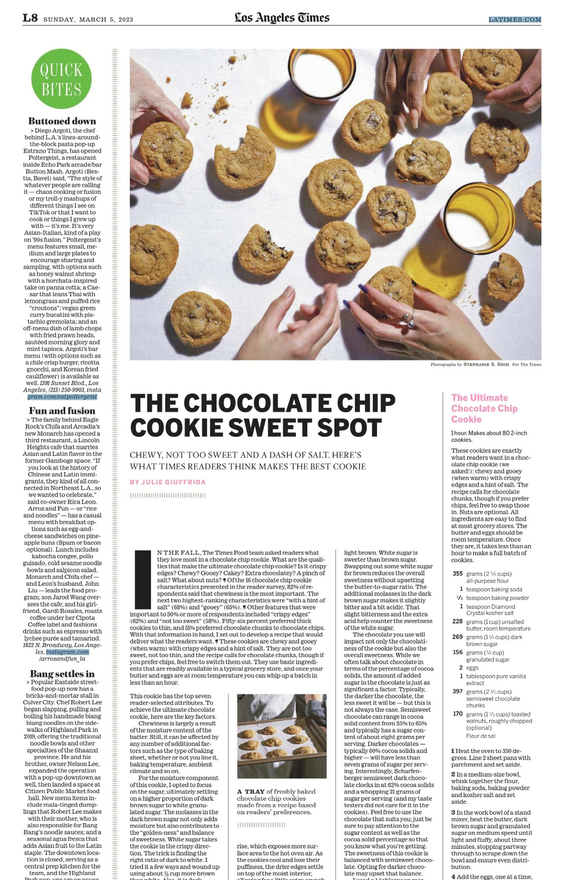 Stephanie Shih, cookies for the Los Angeles Times