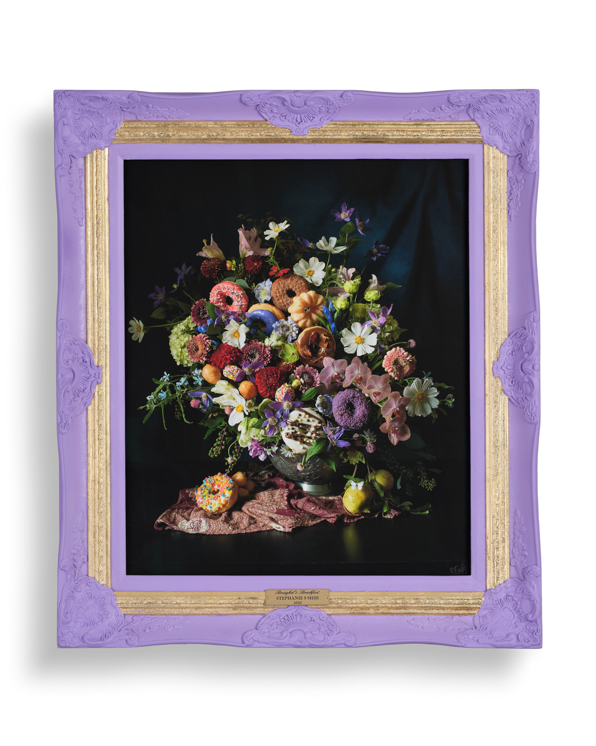 still life donuts brueghel violet gilded frame fine art contemporary art photography hashimoto