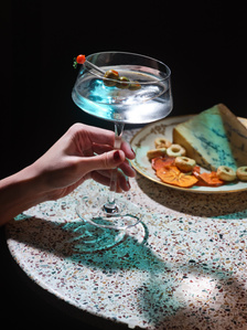 three olive martini, cheese plate, food photography, beverage photography, cocktail, gin