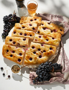 bread focaccia grape bright and airy tabletop wine