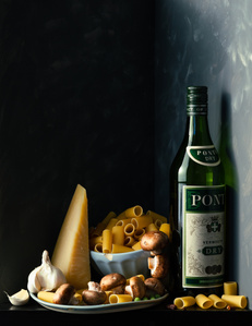 Wine, pasta, still life, food photography